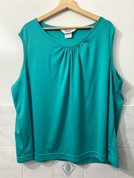 Improved Living Tops - Vintage Improved Living Sleeveless Top Blouse Women 3XL Teal Casual Lightweight